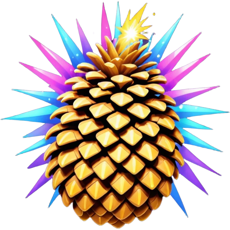 Psychedelic pine cone exploding sparkles emoji