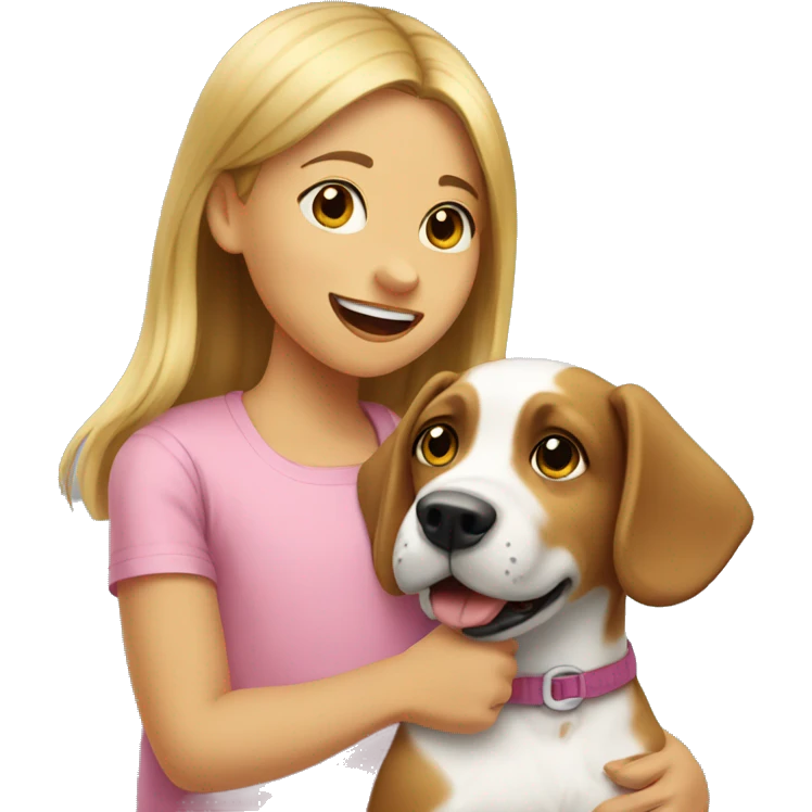 Dog playing with a little girl  emoji