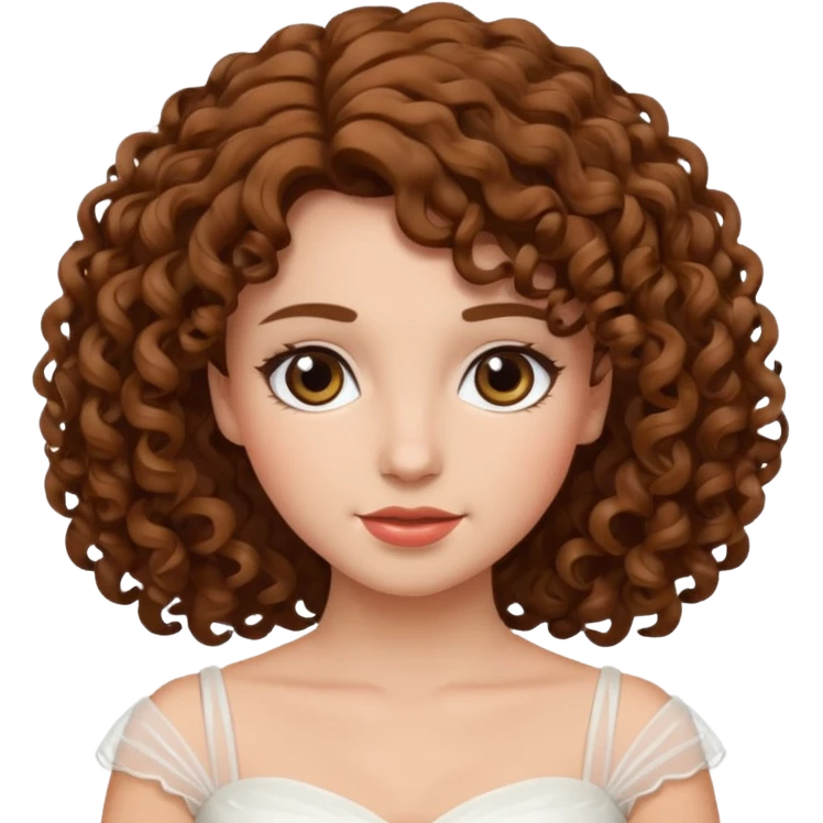 A bride with a curly brown hair emoji