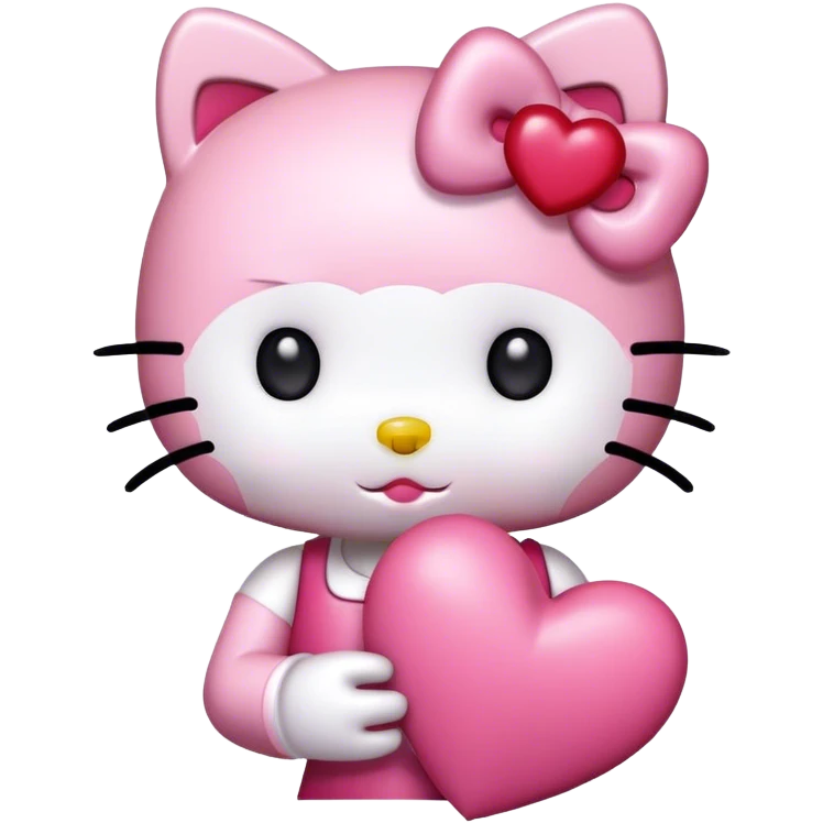 hello kitty with a heart pink emoji