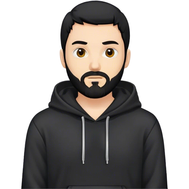 hackeur blanc cheveux noir barbe et capuche noir emoji