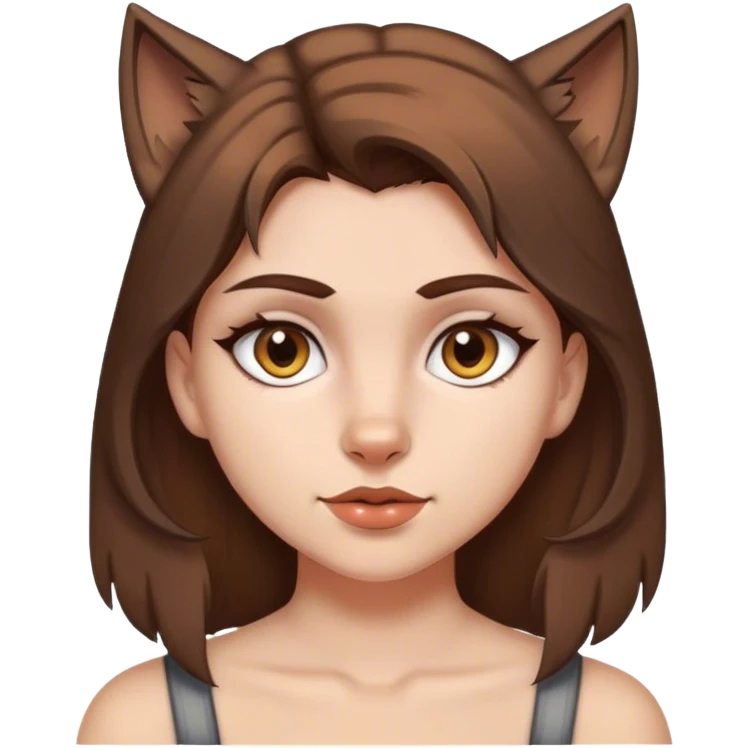 girl with wolf cut brown hair and hazel eyes  emoji