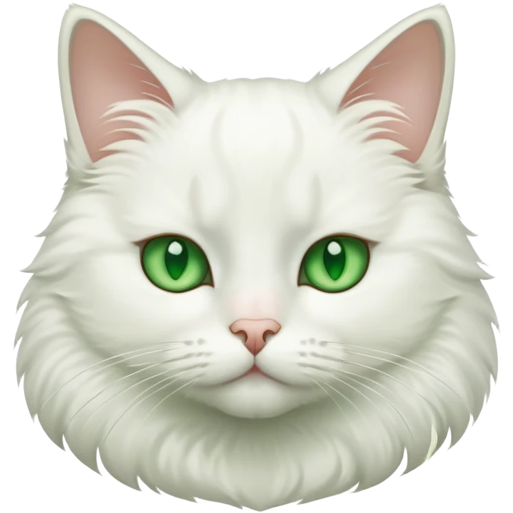 White cat with sharp cheek bones and green eyes emoji