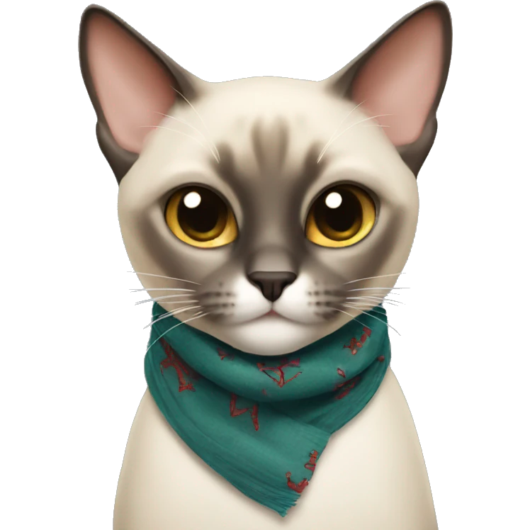 siamese cat with punk scarf emoji