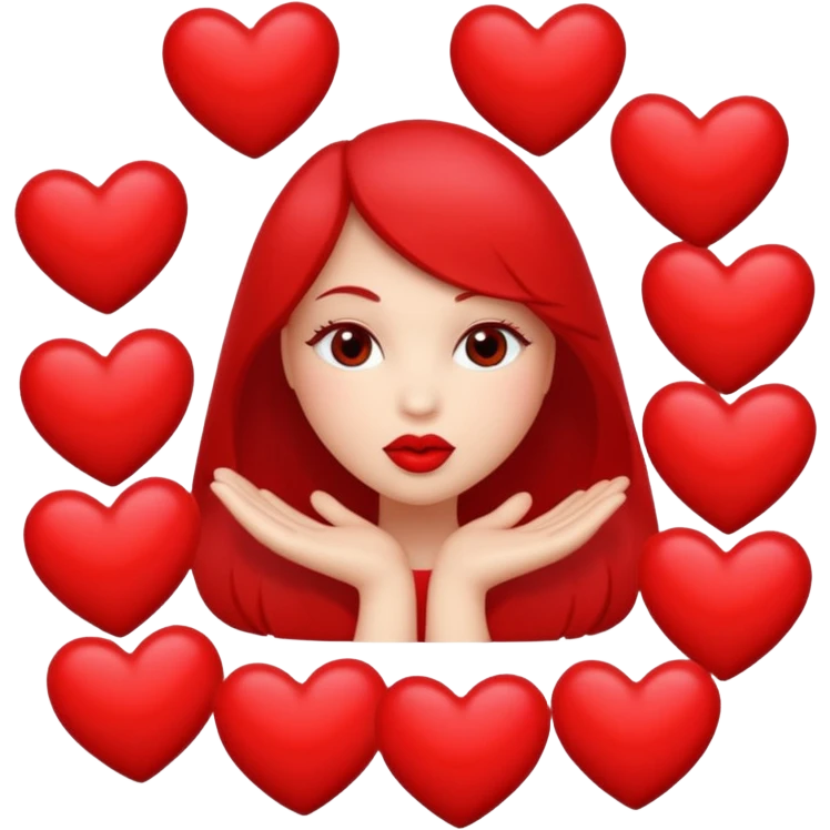 A bunch of hearts and kissy lips emoji