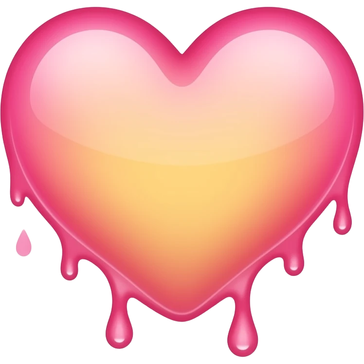 dripping bleeding pink heart glowing pink yellow warmth emoji