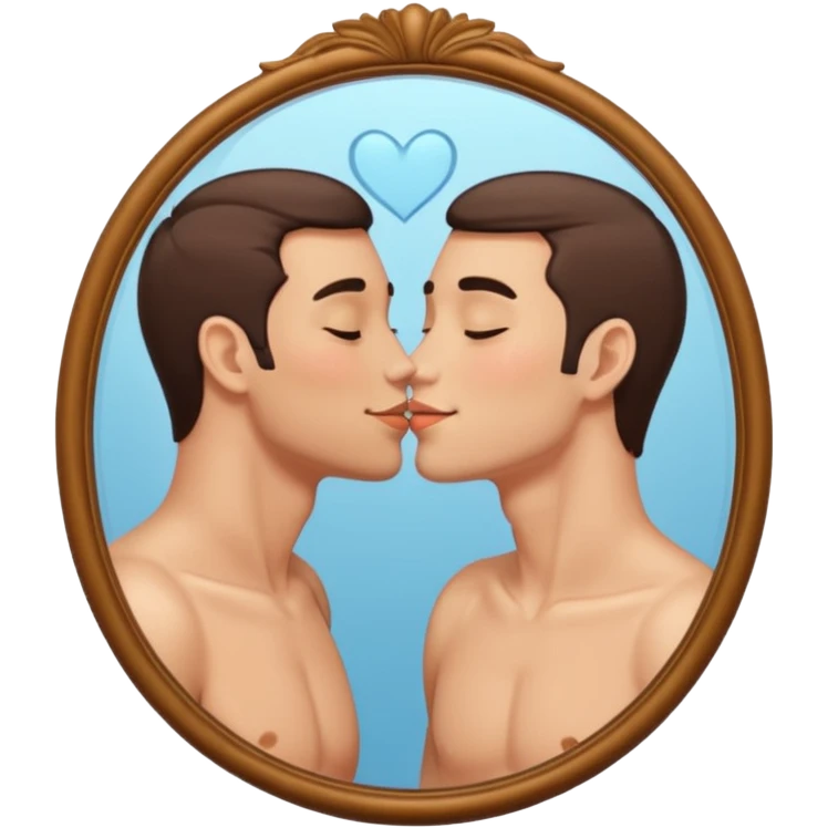 man looking in a mirror and kissing his reflection emoji