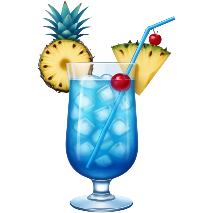 Blue Hawaiian mocktail pineapple cherry garnish  emoji