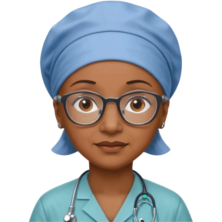 older black doctor woman with scrub cap not smiling emoji