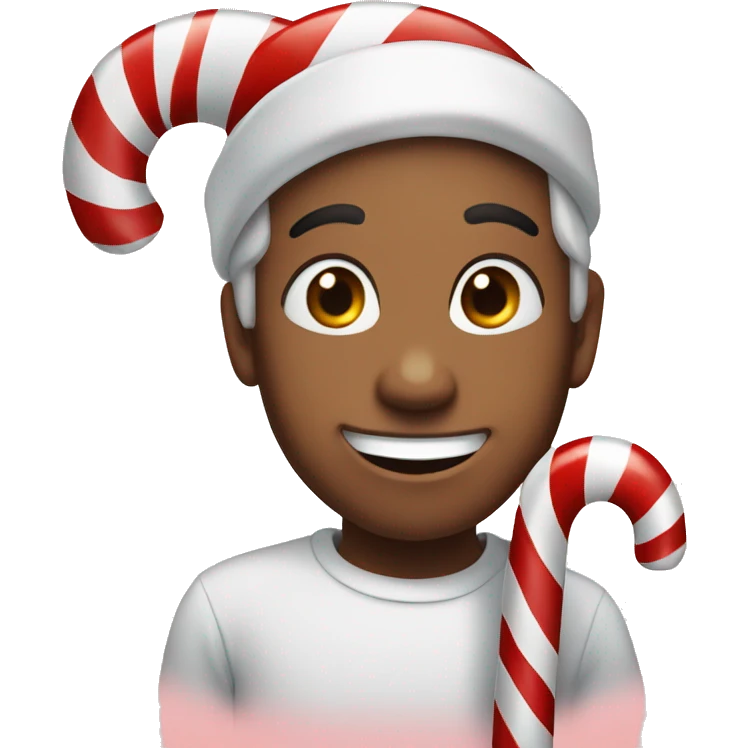candy cane with smile emoji