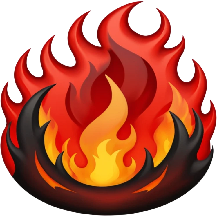 hell view with Red and black with fire, devily emoji