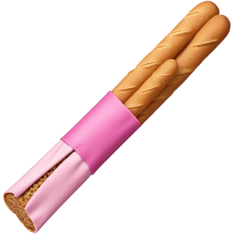 brown bread sticks with pink coating 75% of the body emoji
