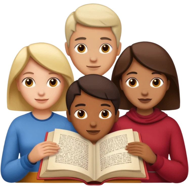 group of three figures inside a book emoji
