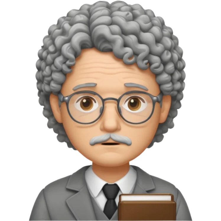 Sad male Writer with curly gray hair and glasses emoji