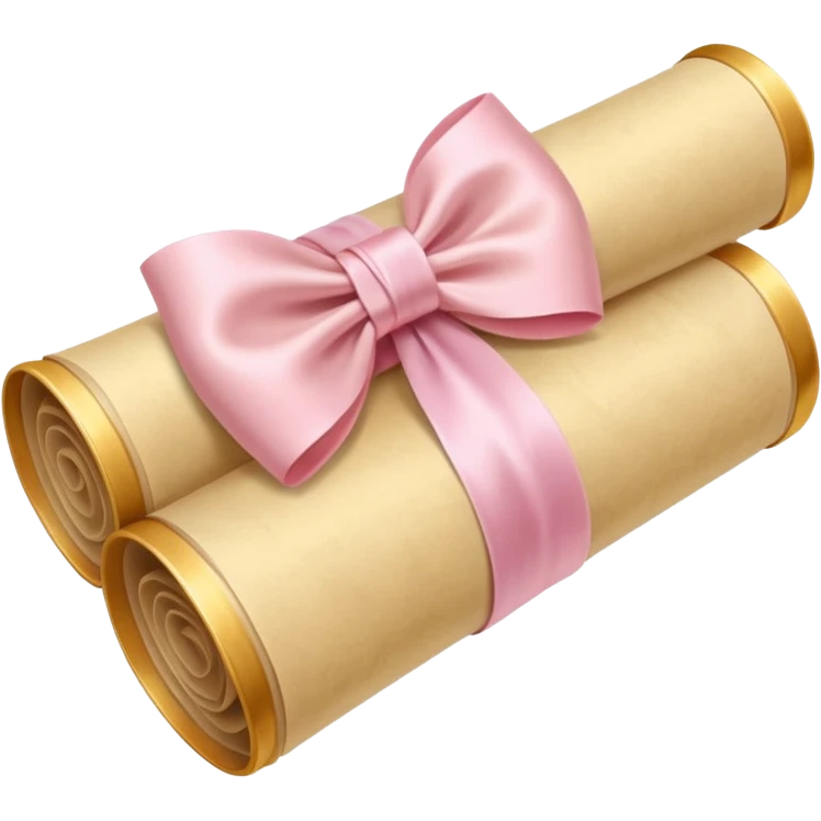 rolled up diploma tied with a light pink bow emoji