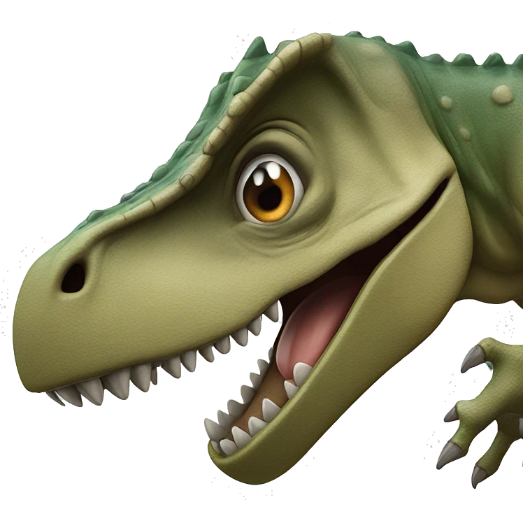 A dinosaur smacking ￼ emoji