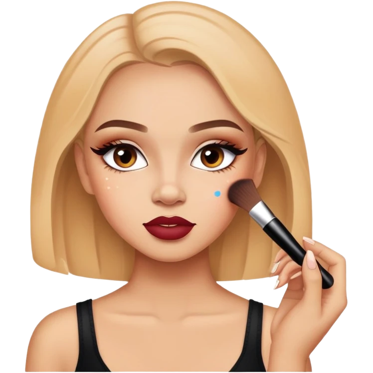 A girl applying makeup with the words Maybe it’s Maybeline emoji