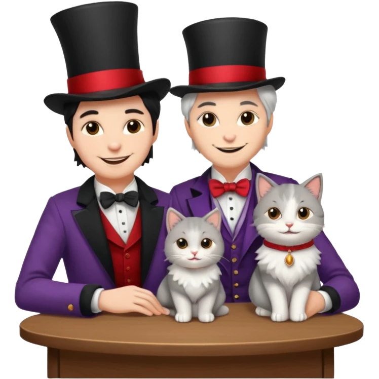 magician couple and their pet cat emoji