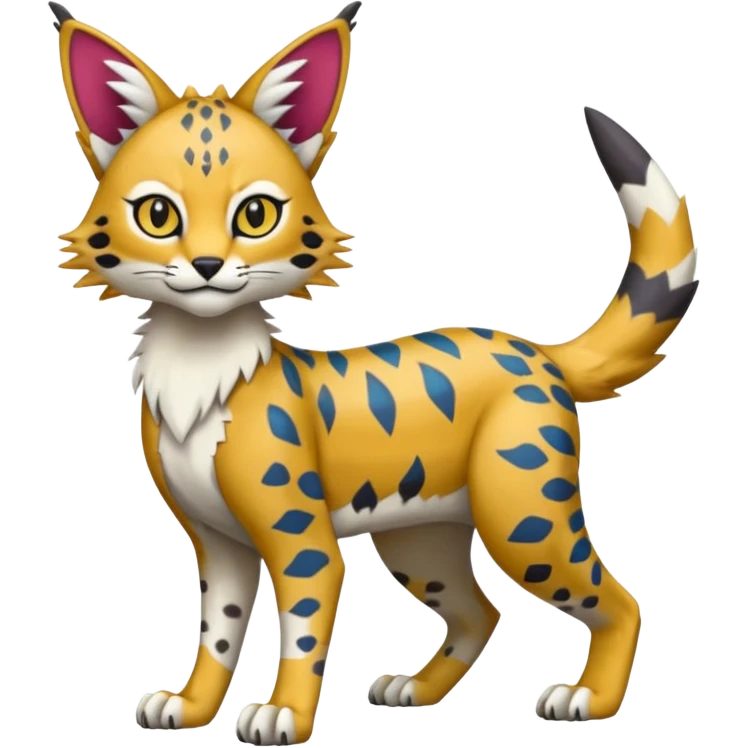 Colorful Bobcat-Vernid-Sergal-Serval-Genet-Pokémon-Digimon-Fakémon-fusion-hybrid-creature emoji