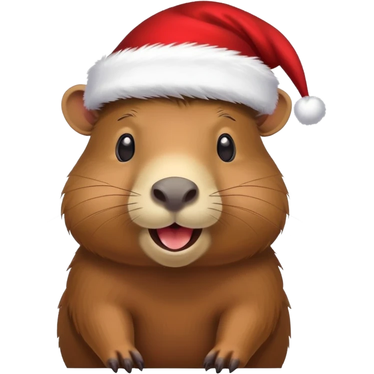 A cabybara wearing a Santa hat while smiling emoji