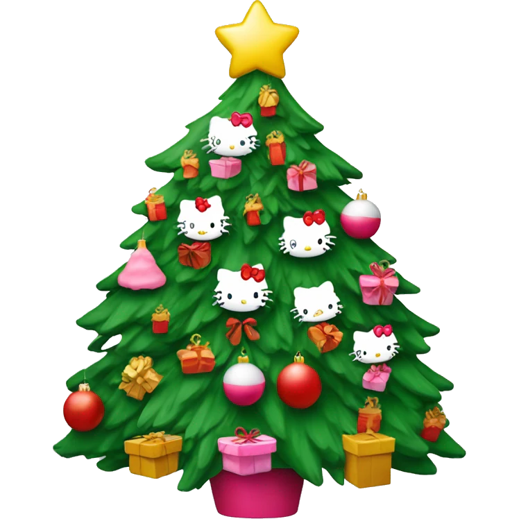 Hello kitty theme Christmas tree emoji