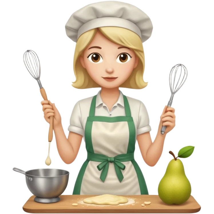 woman making pear cake emoji
