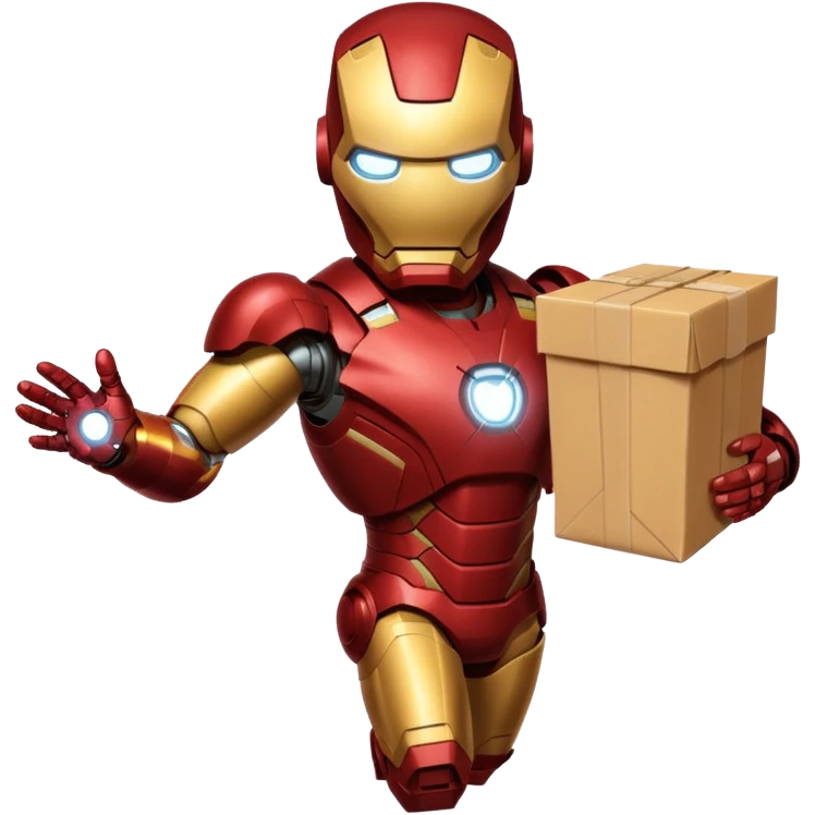 Iron man flying holding package emoji