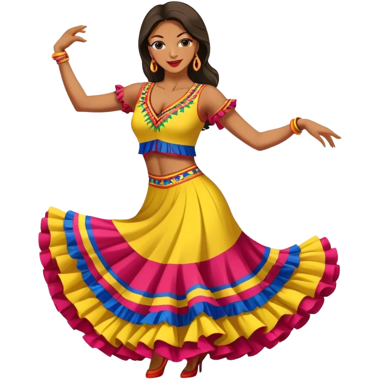 Colombian salsa dancer in colorful dress, dancing with passionate movement, traditional Colombian style emoji