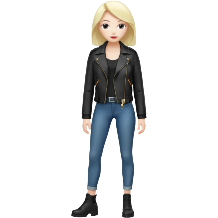 Women in leather jocket, full body, different color emoji