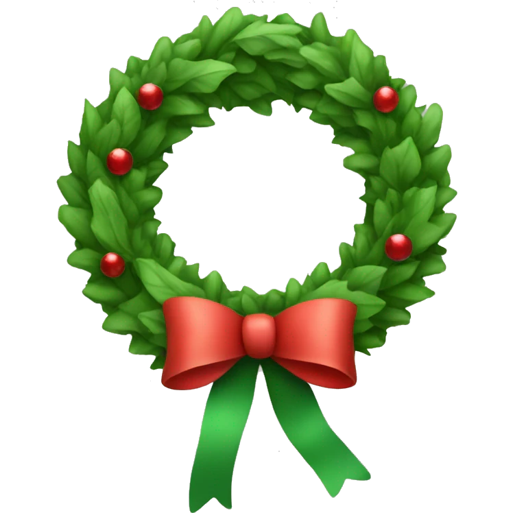 Green Christmas wreath with red bow emoji
