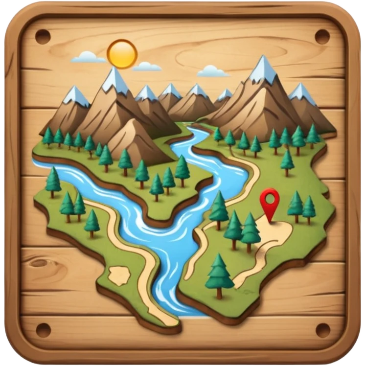 mini trail map board icon. emoji