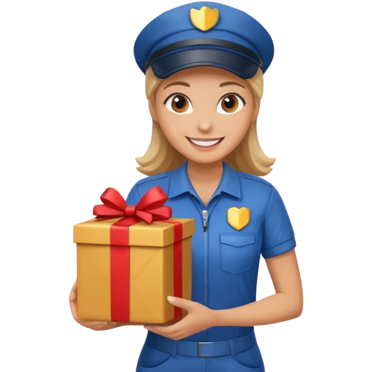 woman courier holding gift box emoji