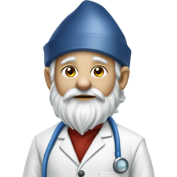 A gnome in a lab coat mining sapphire emoji