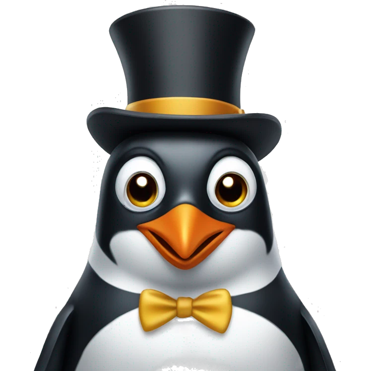 Penguin with a top hat emoji