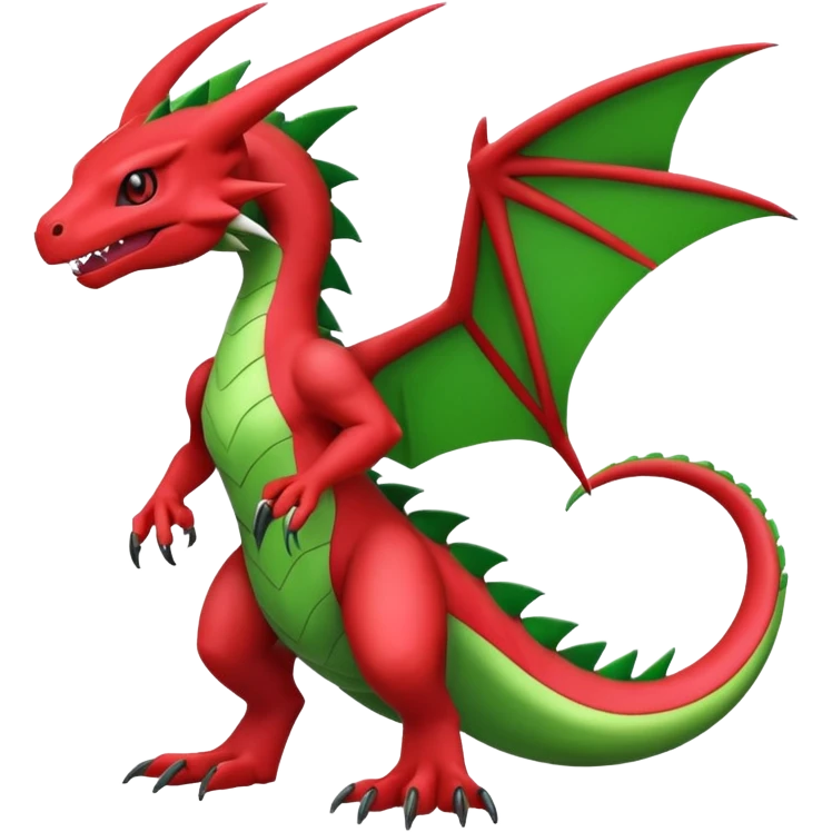 Cool edgy Guilmon-Flygon-Digimon, full body emoji