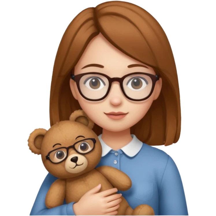  girl with single teddy bear she is wearing glasses emoji