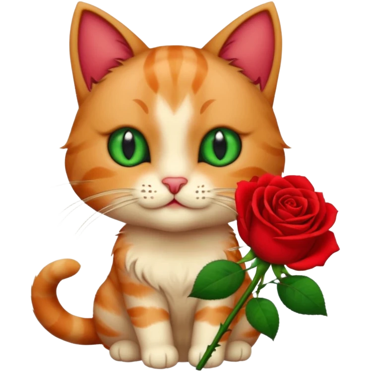 A cat holding a rose emoji