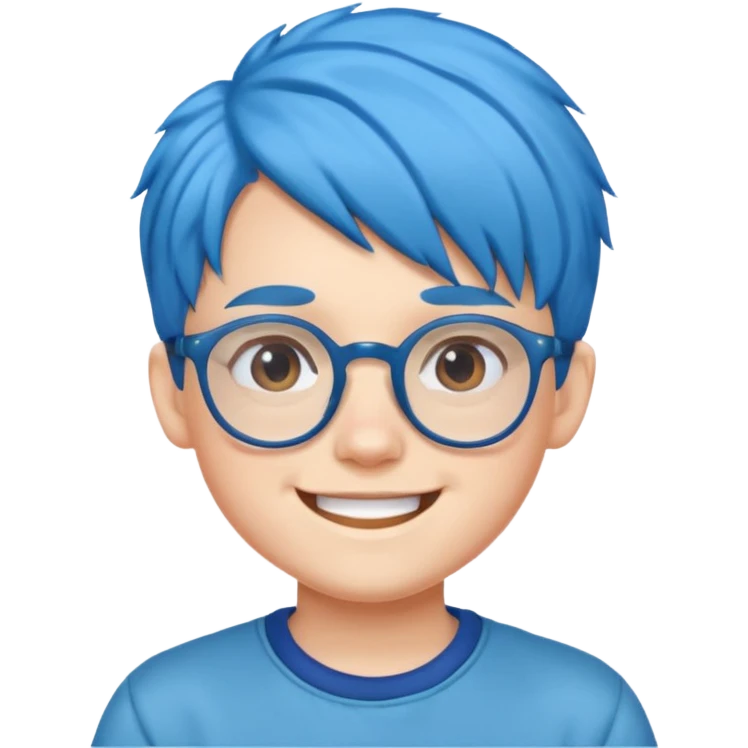 blue haired kid with glasses emoji