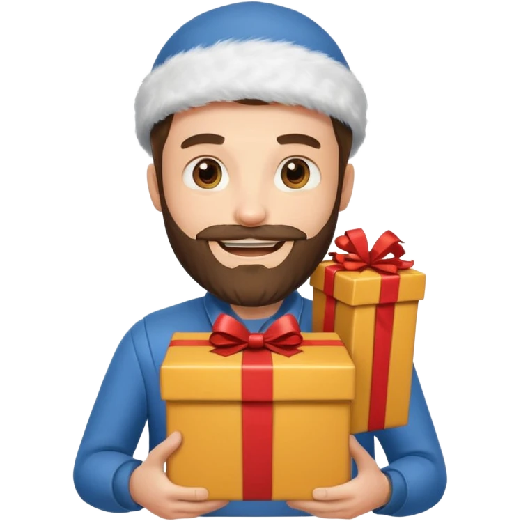bearded man courier holding gift box emoji