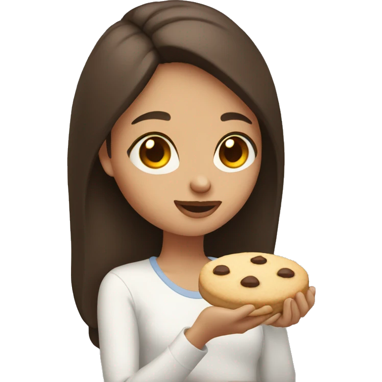 Brown eye brunette eating sugar cookies emoji