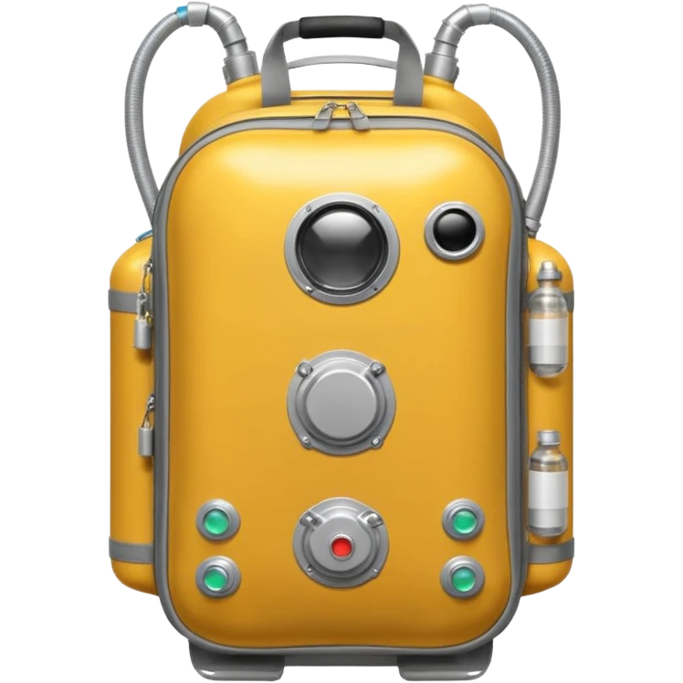 astronaut life support backpack with oxygen tanks and tubes, metallic silver equipment emoji style emoji