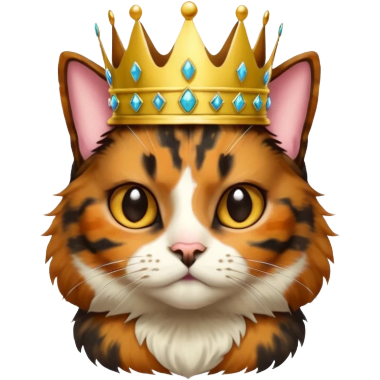 Tortoiseshell cat with crown emoji