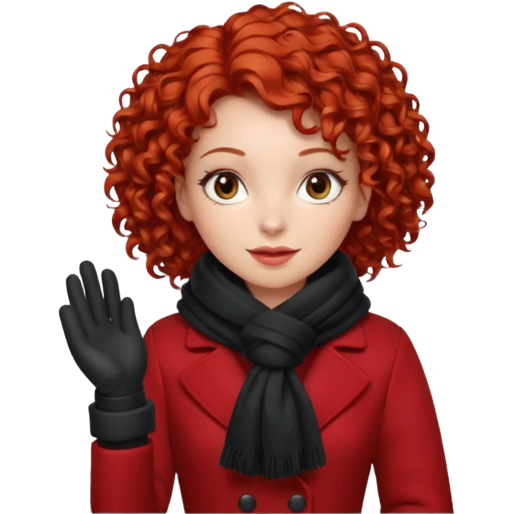 Woman with Red Curly Hair – Red curly hairstyle, wearing red dress wearing winter clothes




 emoji