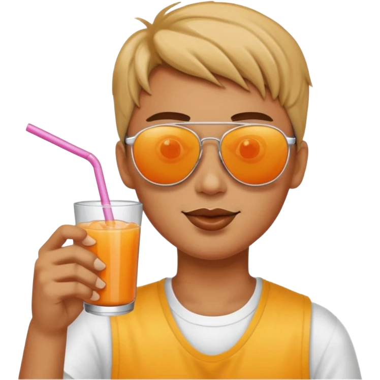 Sun is wearing sunglasses and drinking juice with stra emoji