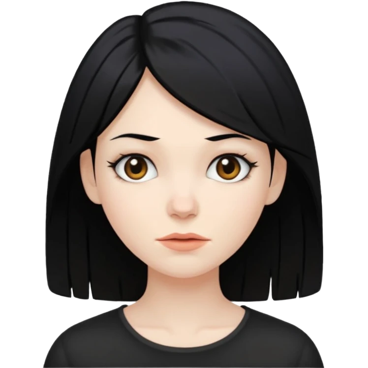 white woman with choppy black hair emoji