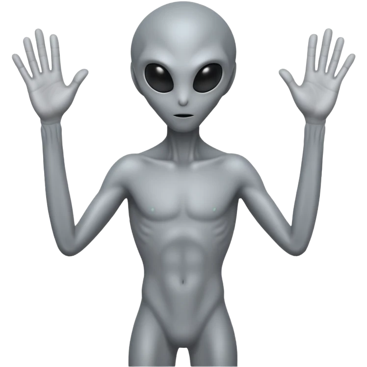fullbody gray alien hands up backview emoji