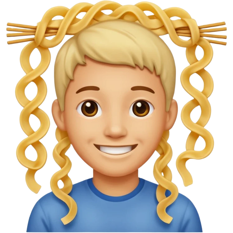 лапша висит на правом и левом ухе человека, надо головой ничего нет emoji