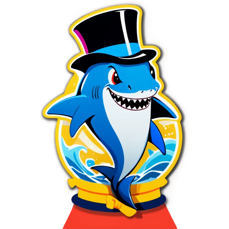 Shark with a top hat emoji