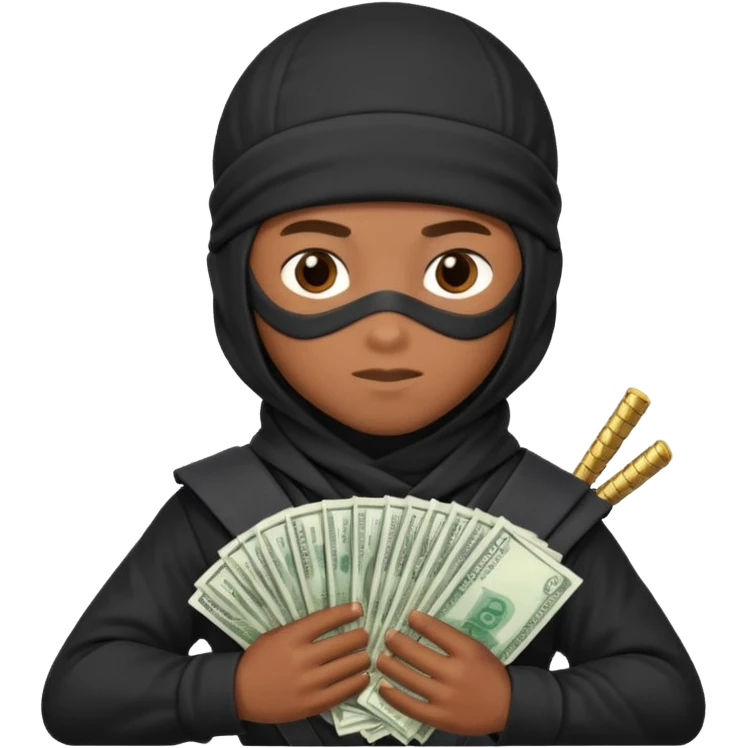 Niño ninja con dinero emoji