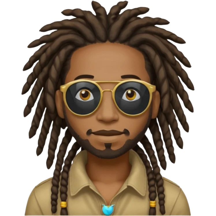 a black african guy with dreadlocks, wearing black sunglasses and aura farming emoji emoji